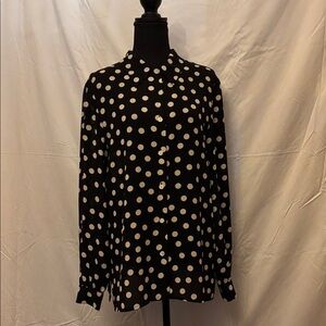 Liz Claiborne Black Top with Cream Dots